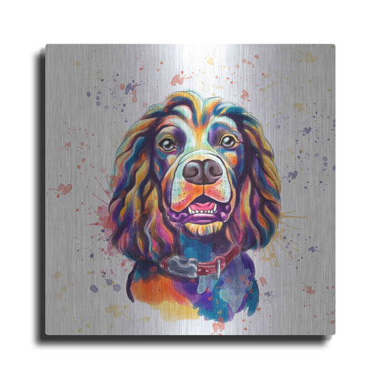 Luxe Metal Art 'Colorful Watercolor Cocker Spaniel 2' by Furbaby Affiliates, Metal Wall Art