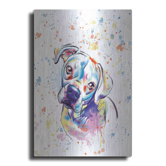 Luxe Metal Art 'Colorful Watercolor Boxer 3' by Furbaby Affiliates, Metal Wall Art