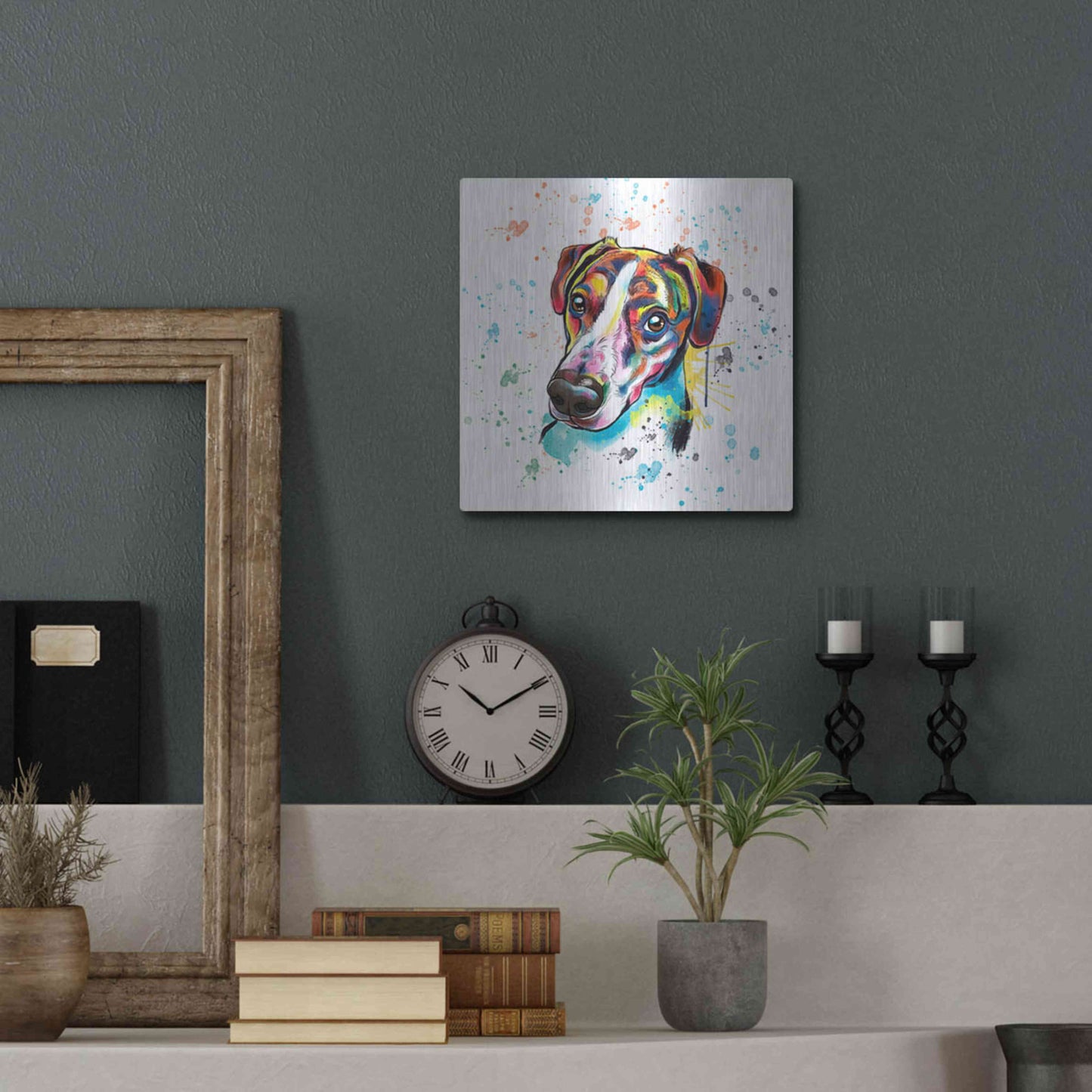 Luxe Metal Art 'Colorful Watercolor America Foxhound' by Furbaby Affiliates, Metal Wall Art,12x12