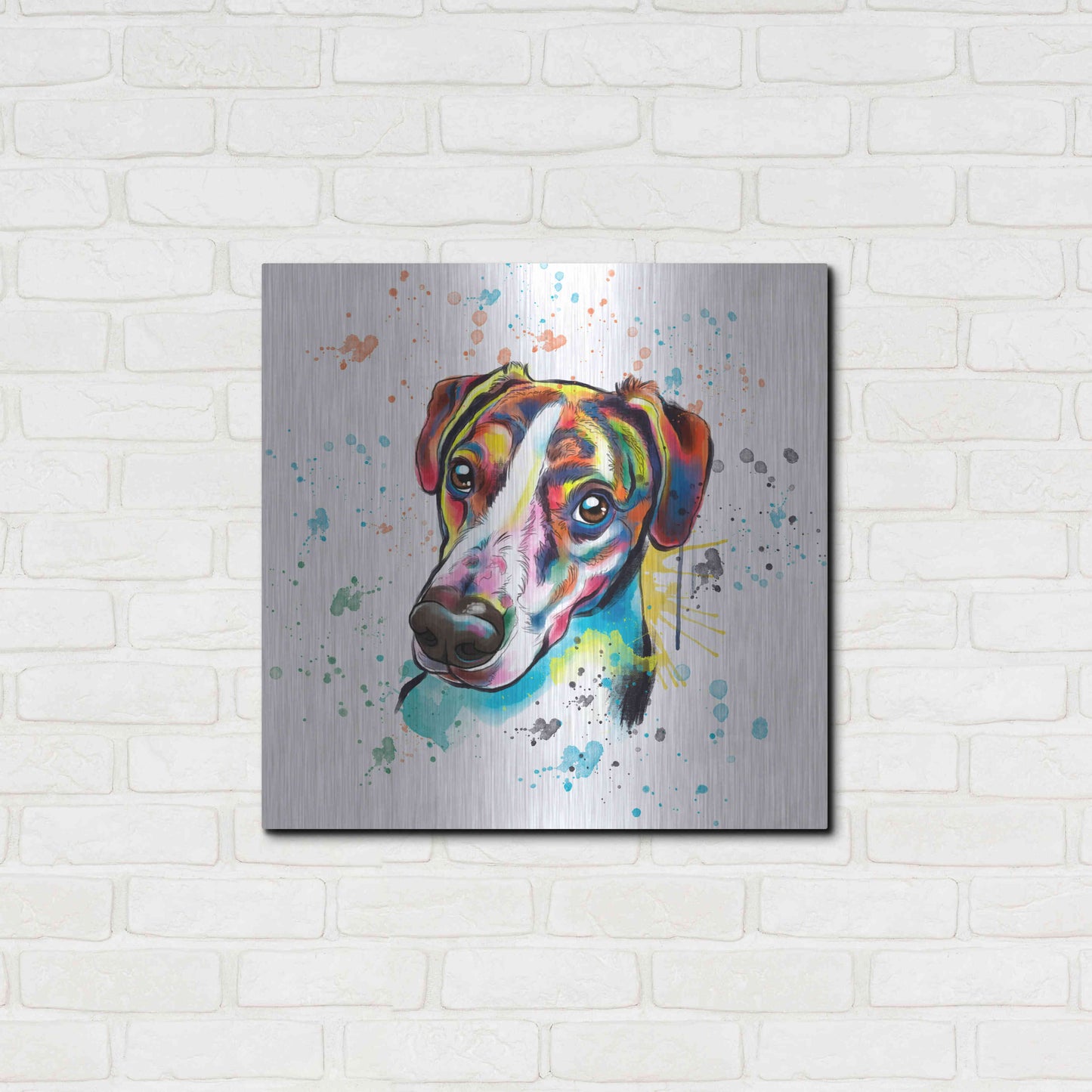 Luxe Metal Art 'Colorful Watercolor America Foxhound' by Furbaby Affiliates, Metal Wall Art,24x24