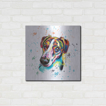 Luxe Metal Art 'Colorful Watercolor America Foxhound' by Furbaby Affiliates, Metal Wall Art,24x24