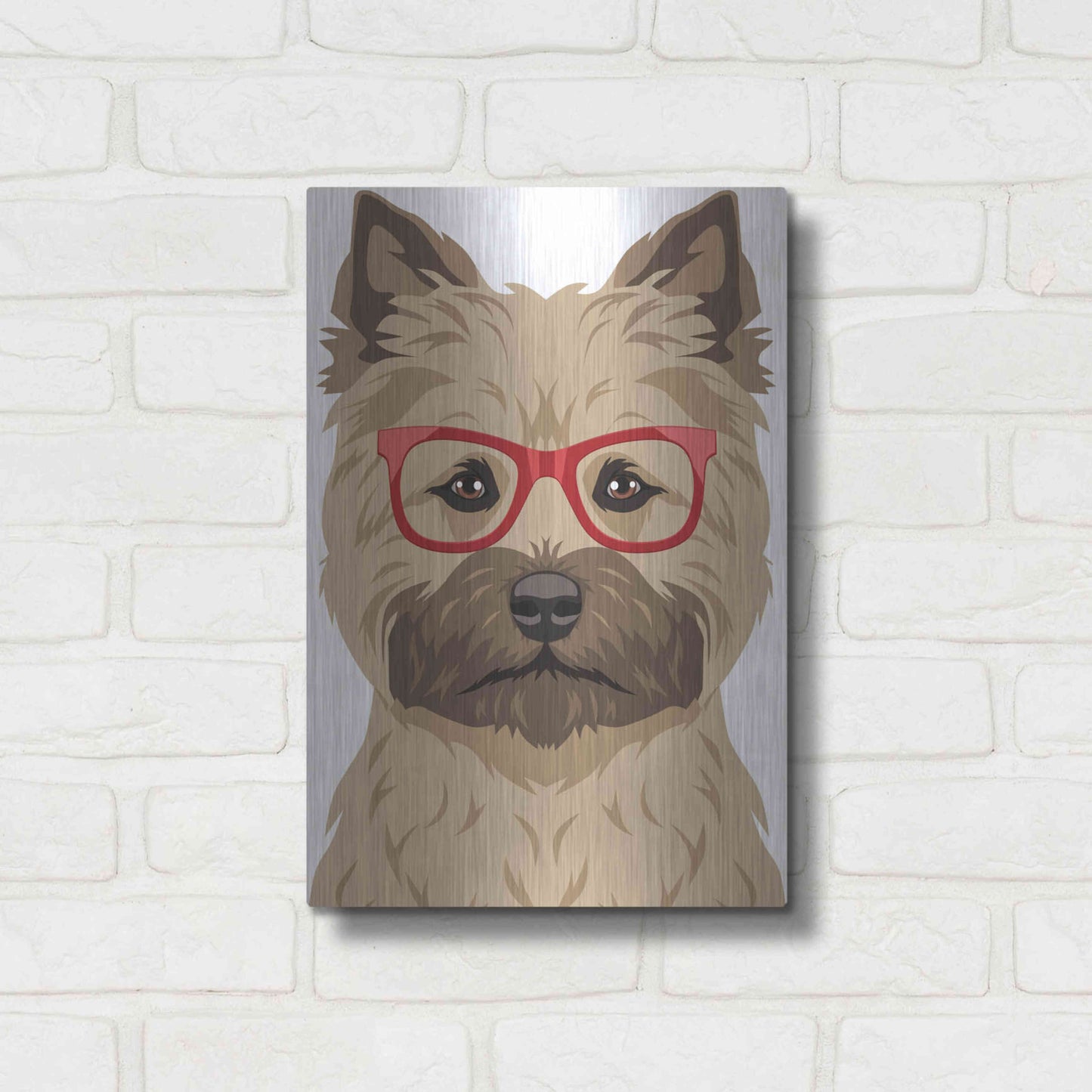 Luxe Metal Art 'Cairn Terrier Wearing Hipster Glasses' by Furbaby Affiliates, Metal Wall Art,12x16