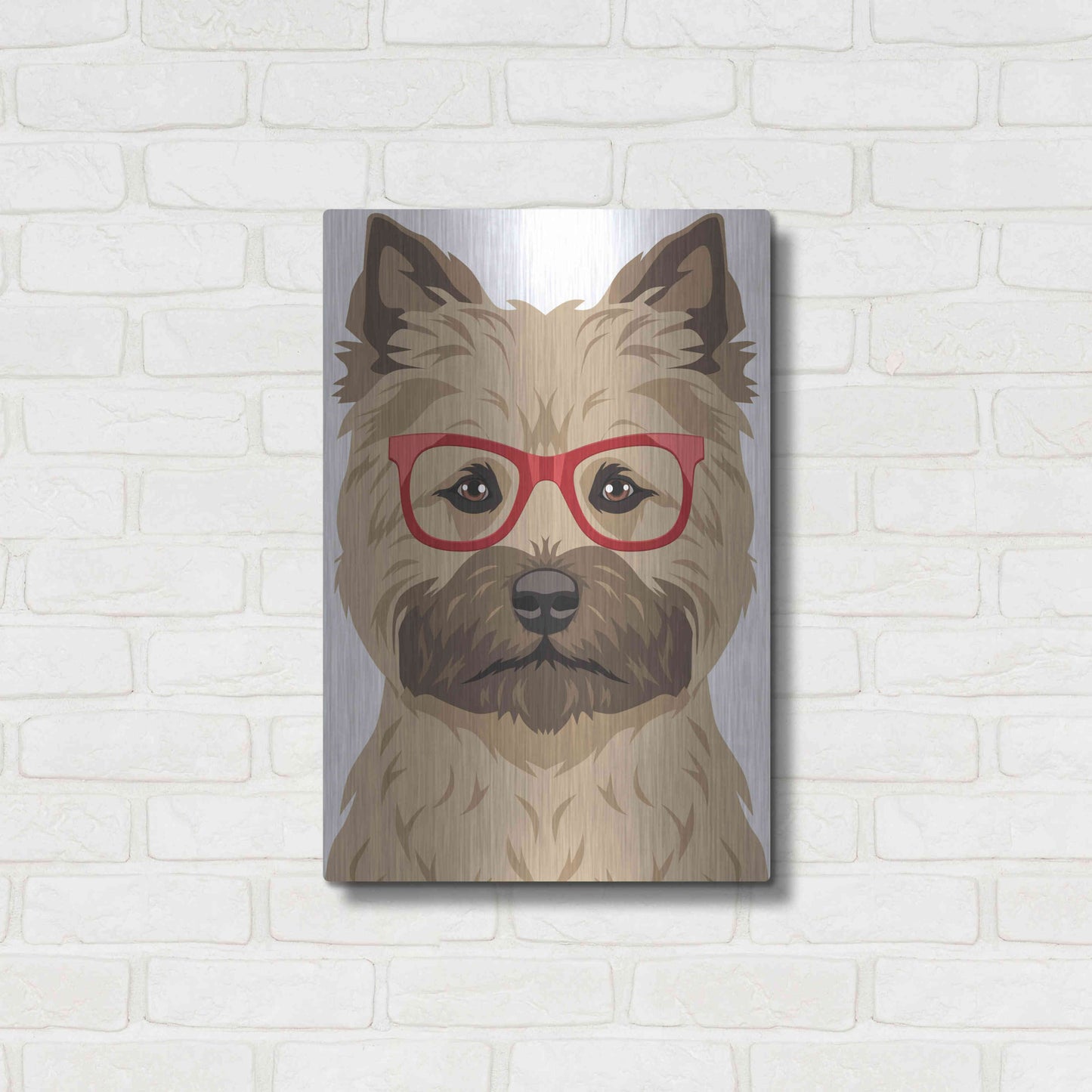 Luxe Metal Art 'Cairn Terrier Wearing Hipster Glasses' by Furbaby Affiliates, Metal Wall Art,16x24