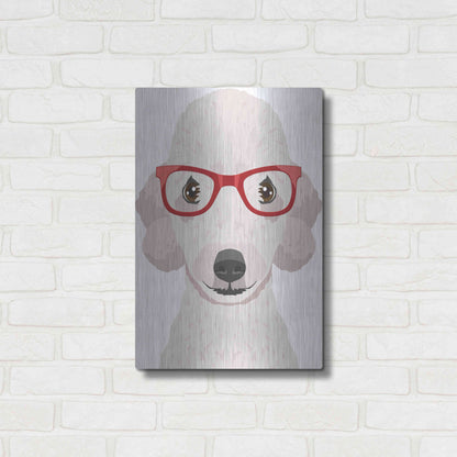 Luxe Metal Art 'Bedlington Terrier Wearing Hipster Glasses' by Furbaby Affiliates, Metal Wall Art,16x24