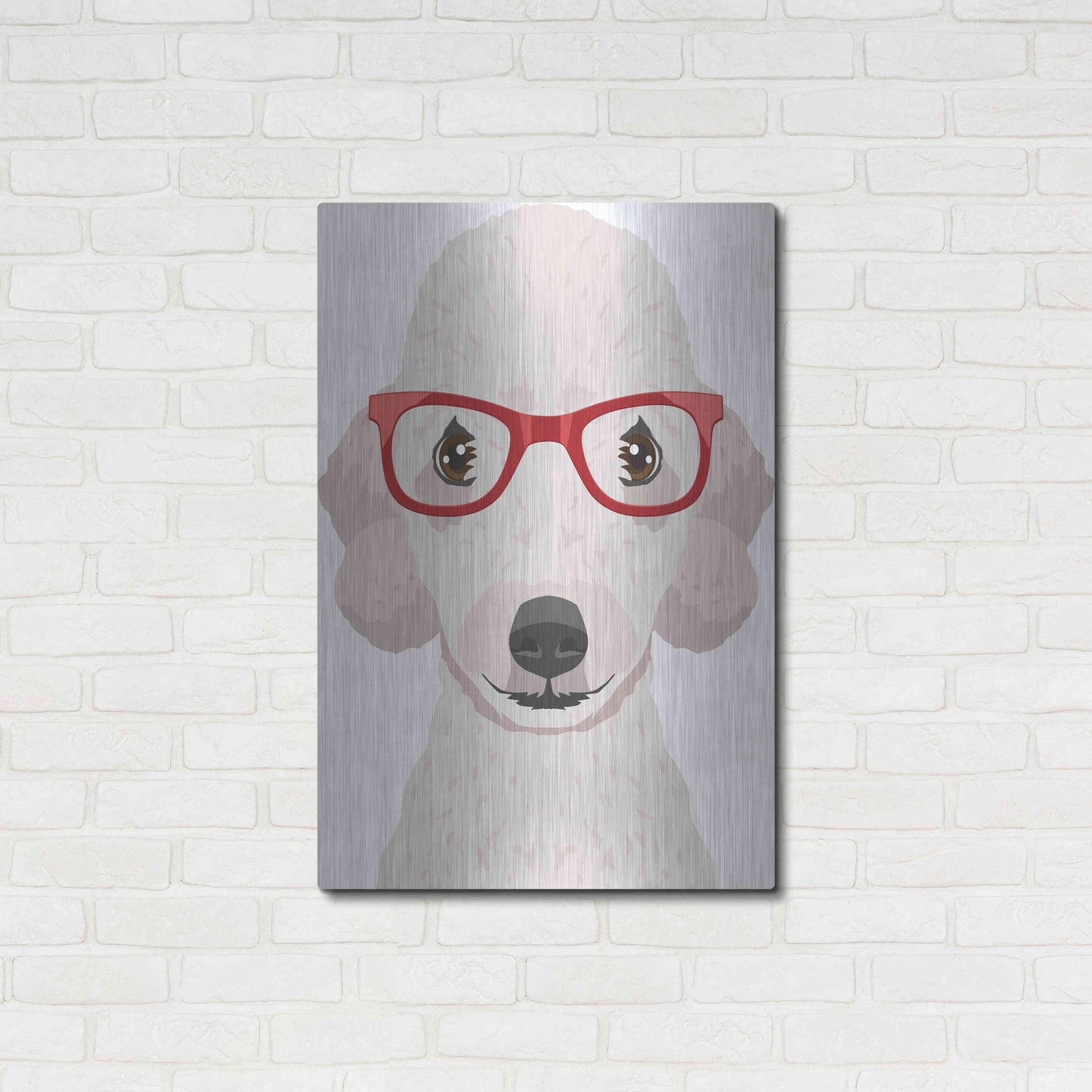 Luxe Metal Art 'Bedlington Terrier Wearing Hipster Glasses' by Furbaby Affiliates, Metal Wall Art,24x36