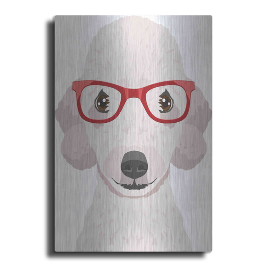 Luxe Metal Art 'Bedlington Terrier Wearing Hipster Glasses' by Furbaby Affiliates, Metal Wall Art