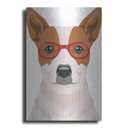 Luxe Metal Art 'Australian Cattle Dog Wearing Hipster Glasses' by Olga and Alexey Drozdov, Metal Wall Art
