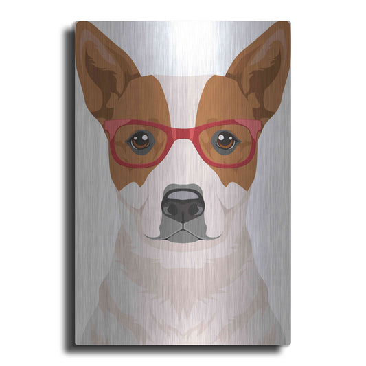 Luxe Metal Art 'Australian Cattle Dog Wearing Hipster Glasses' by Olga and Alexey Drozdov, Metal Wall Art