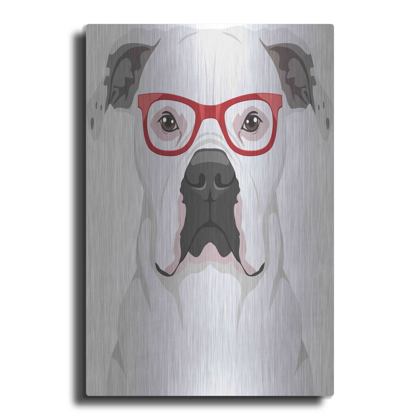 Luxe Metal Art 'American Bulldog Wearing Hipster Glasses' by Olga and Alexey Drozdov, Metal Wall Art