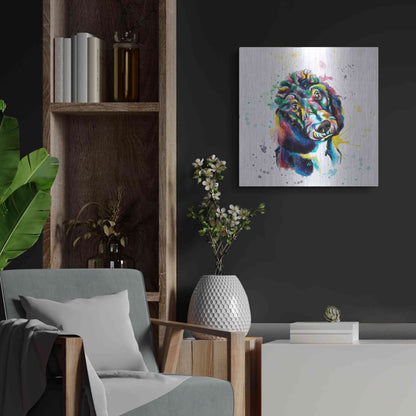 Luxe Metal Art 'Colorful Watercolor Poodle 2' by Olga and Alexey Drozdov, Metal Wall Art,24x24