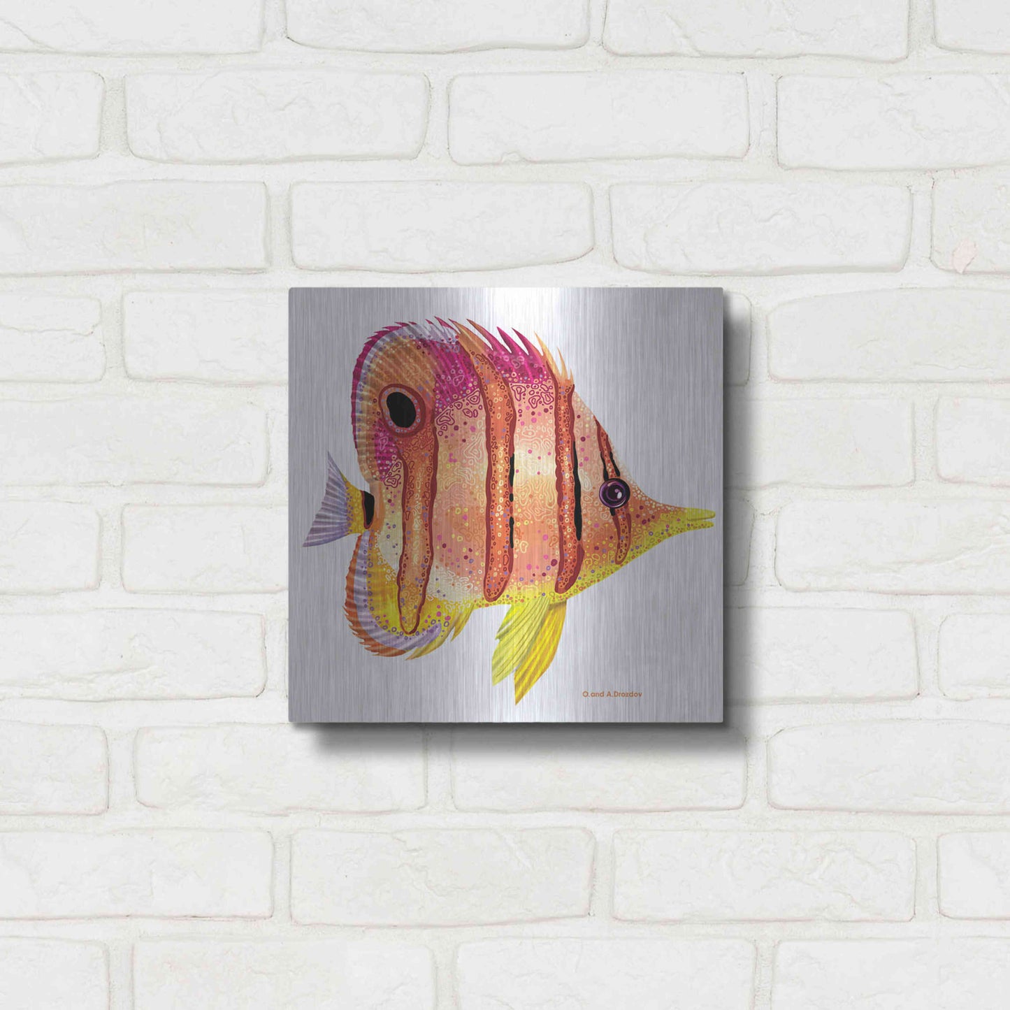 Luxe Metal Art 'New Fish 4' by Olga and Alexey Drozdov, Metal Wall Art,12x12