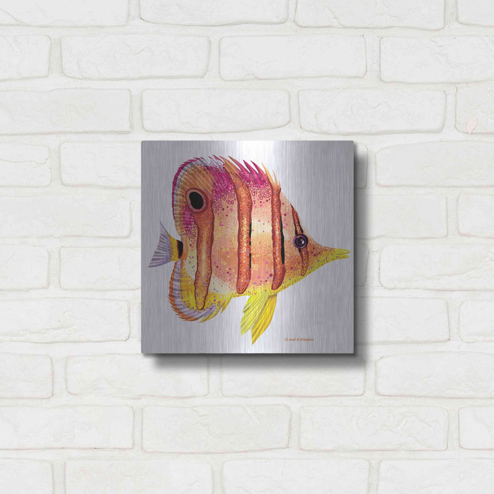 Luxe Metal Art 'New Fish 4' by Olga and Alexey Drozdov, Metal Wall Art,12x12