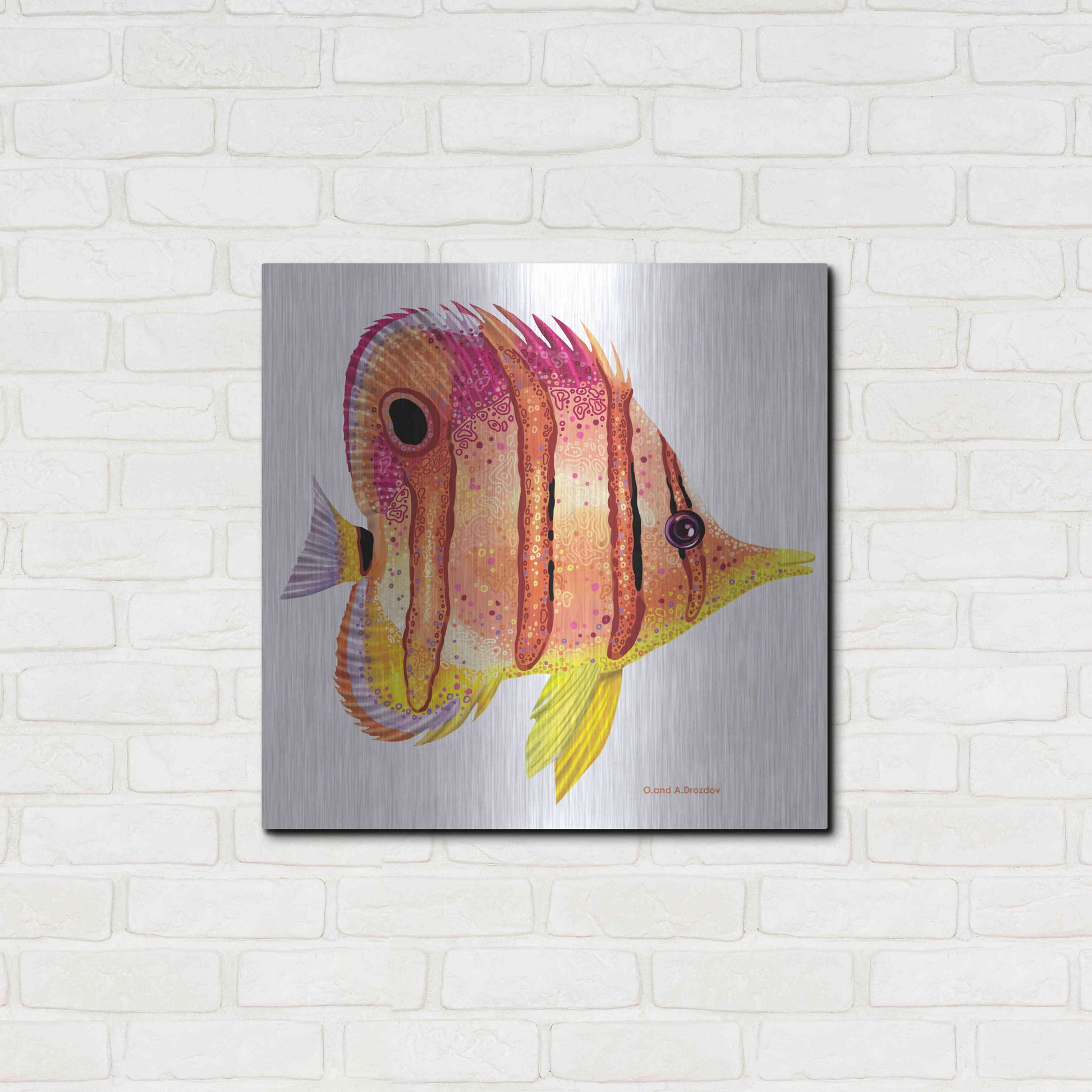 Luxe Metal Art 'New Fish 4' by Olga and Alexey Drozdov, Metal Wall Art,24x24