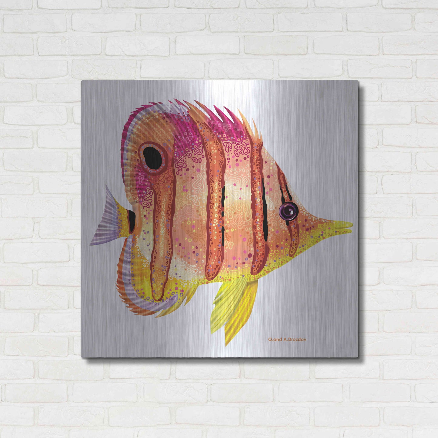 Luxe Metal Art 'New Fish 4' by Olga and Alexey Drozdov, Metal Wall Art,36x36