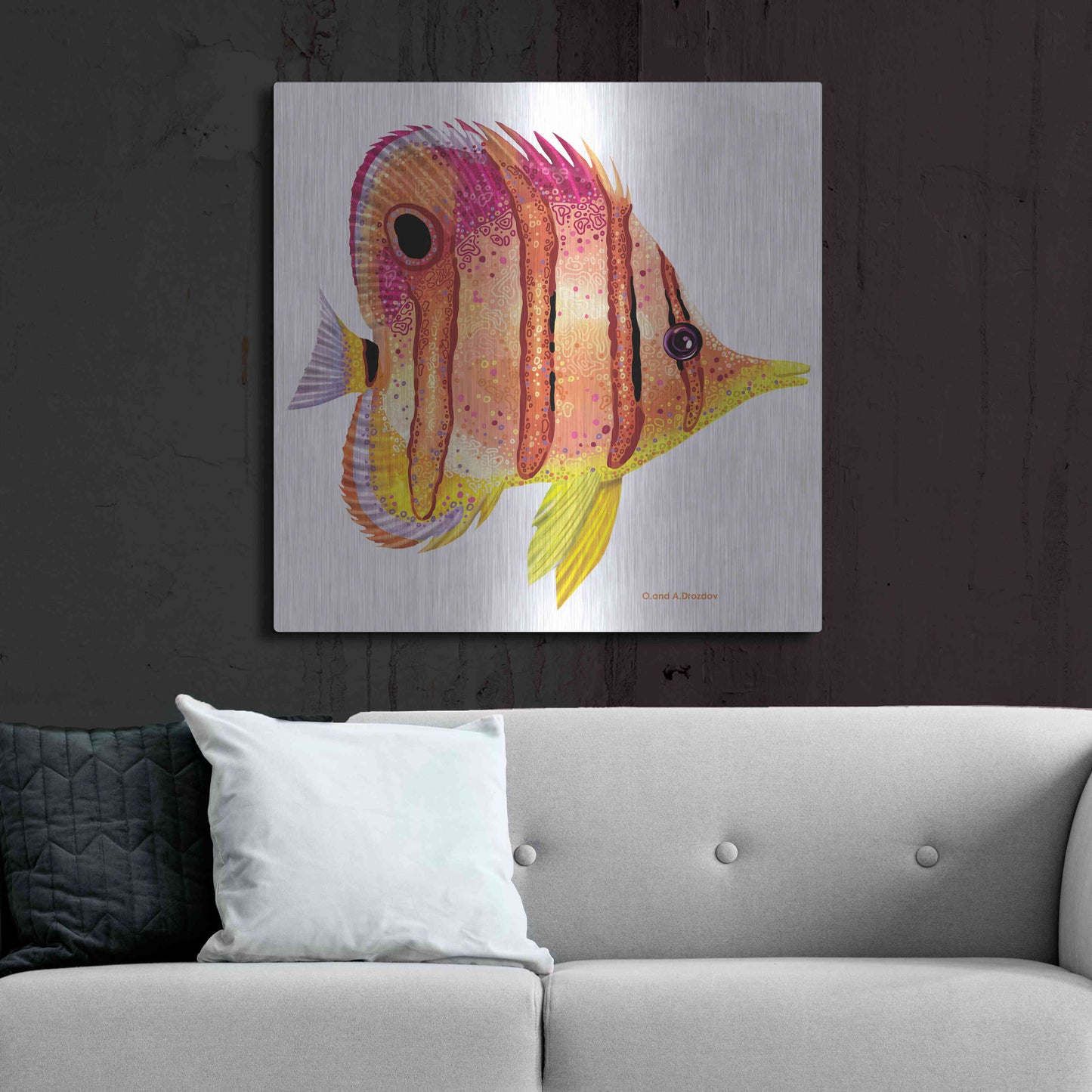 Luxe Metal Art 'New Fish 4' by Olga and Alexey Drozdov, Metal Wall Art,36x36