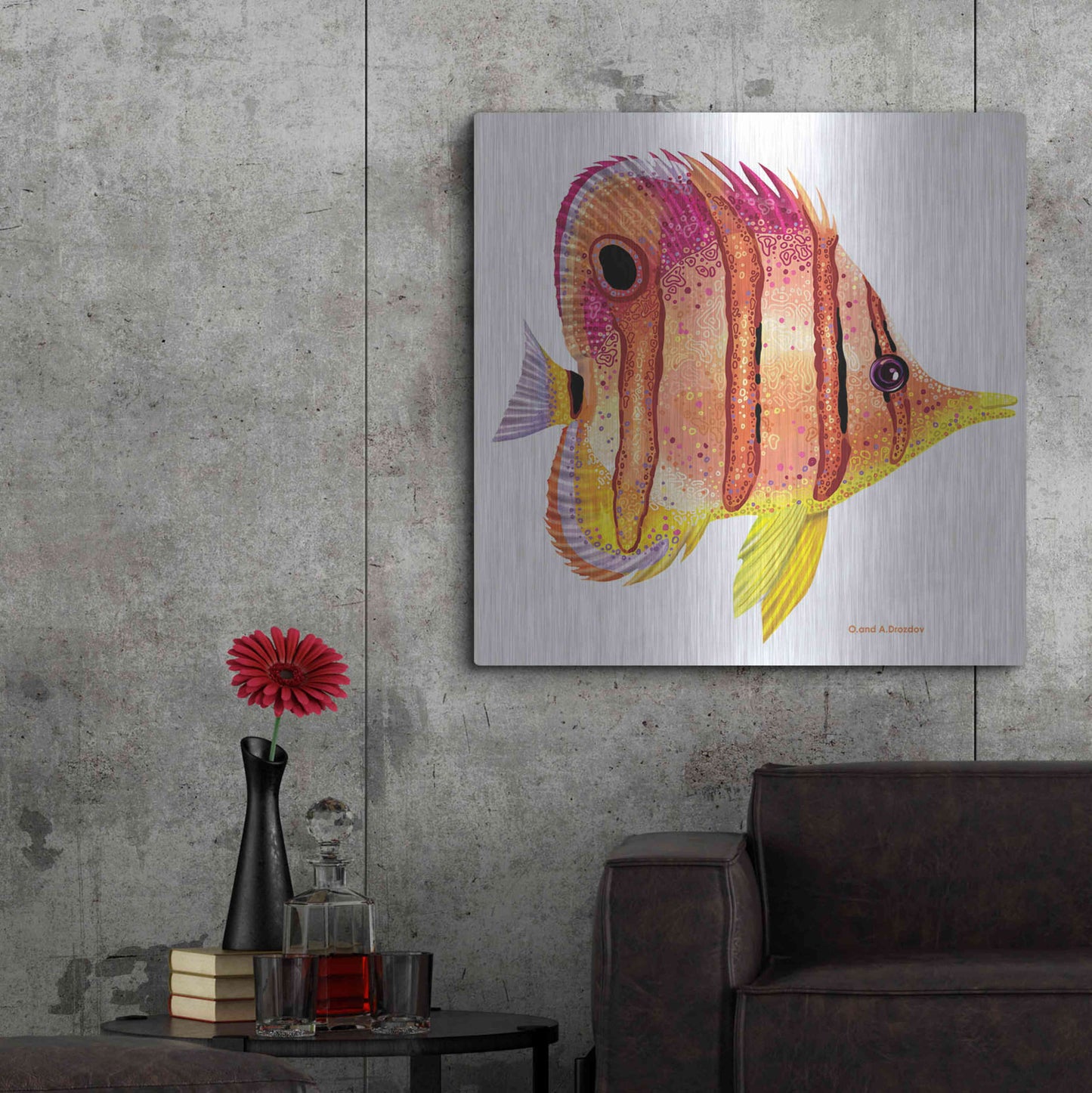 Luxe Metal Art 'New Fish 4' by Olga and Alexey Drozdov, Metal Wall Art,36x36