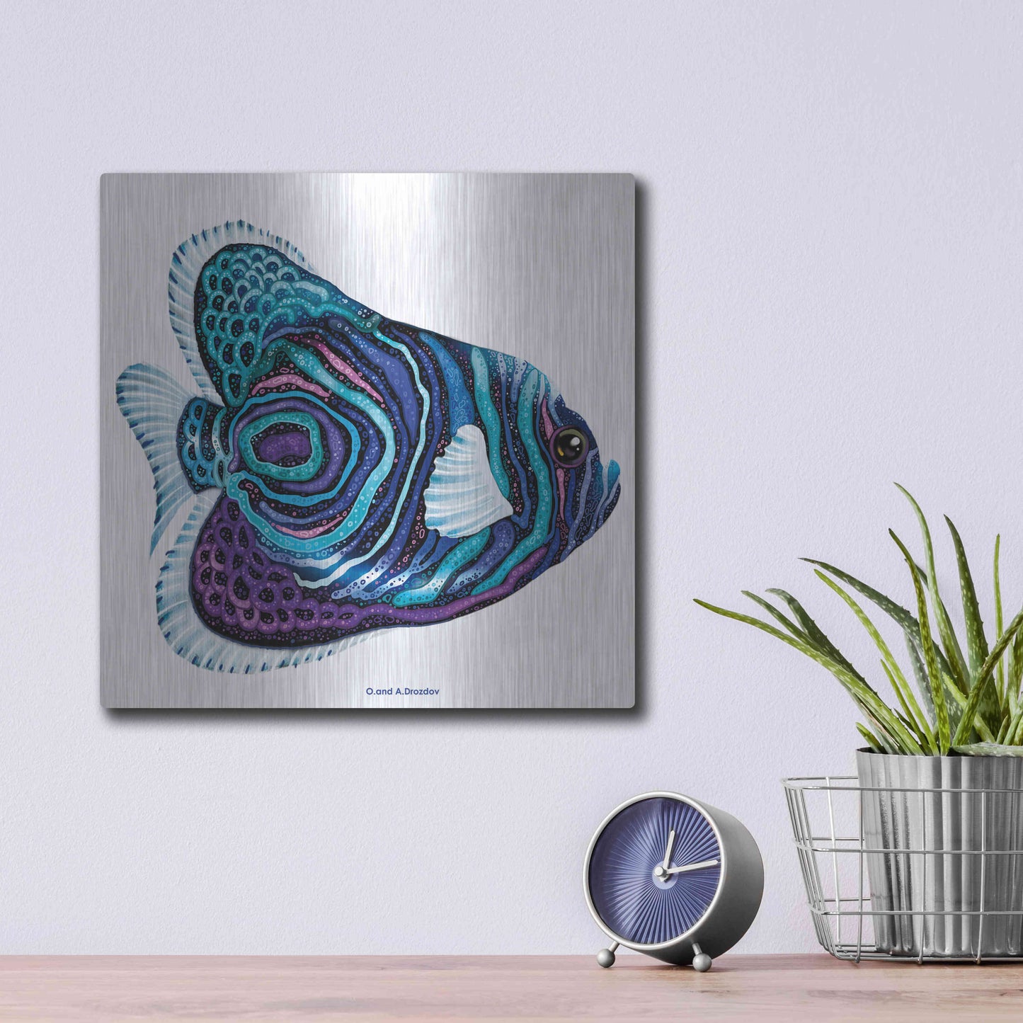 Luxe Metal Art 'New Fish 3' by Olga and Alexey Drozdov, Metal Wall Art,12x12