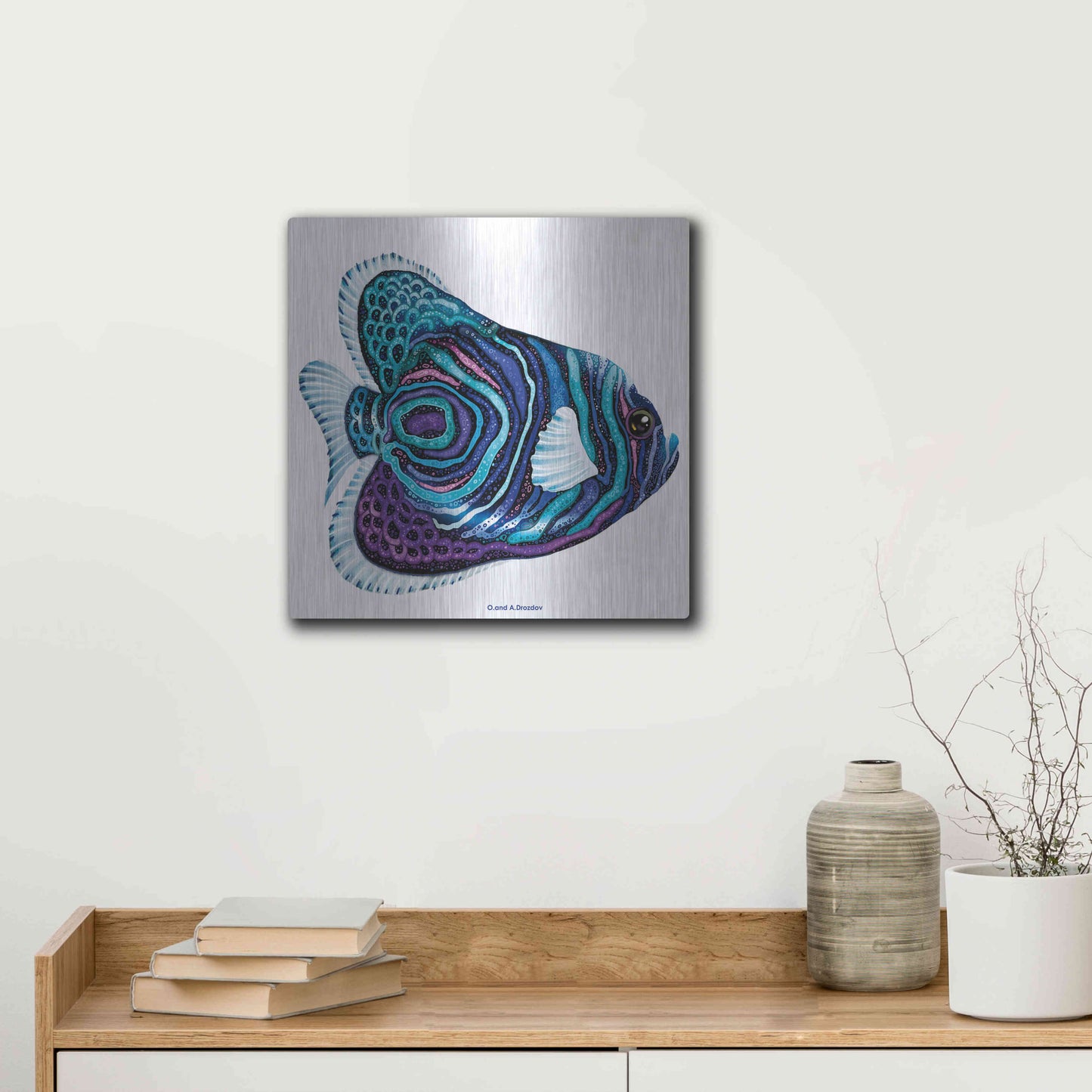 Luxe Metal Art 'New Fish 3' by Olga and Alexey Drozdov, Metal Wall Art,12x12