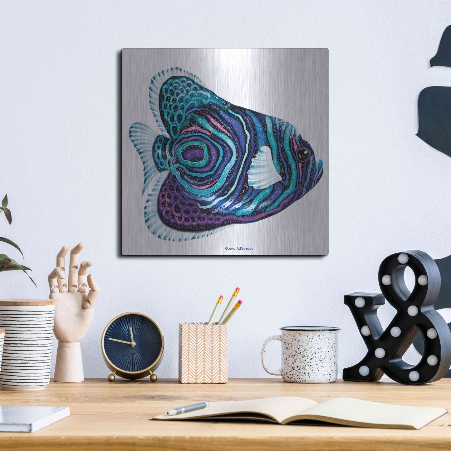 Luxe Metal Art 'New Fish 3' by Olga and Alexey Drozdov, Metal Wall Art,12x12