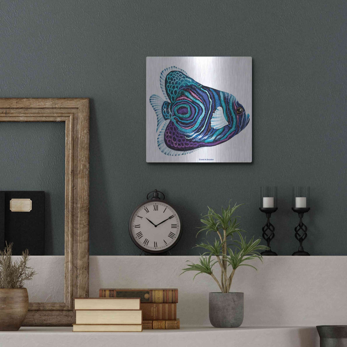 Luxe Metal Art 'New Fish 3' by Olga and Alexey Drozdov, Metal Wall Art,12x12