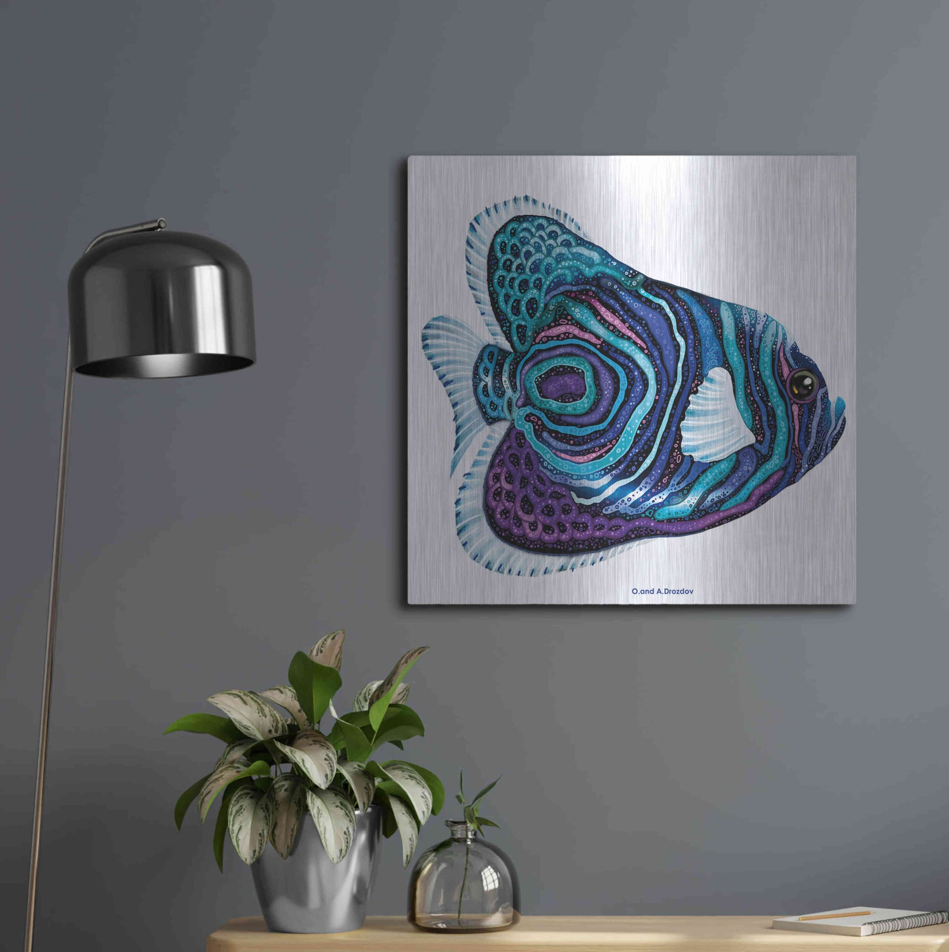 Luxe Metal Art 'New Fish 3' by Olga and Alexey Drozdov, Metal Wall Art,24x24