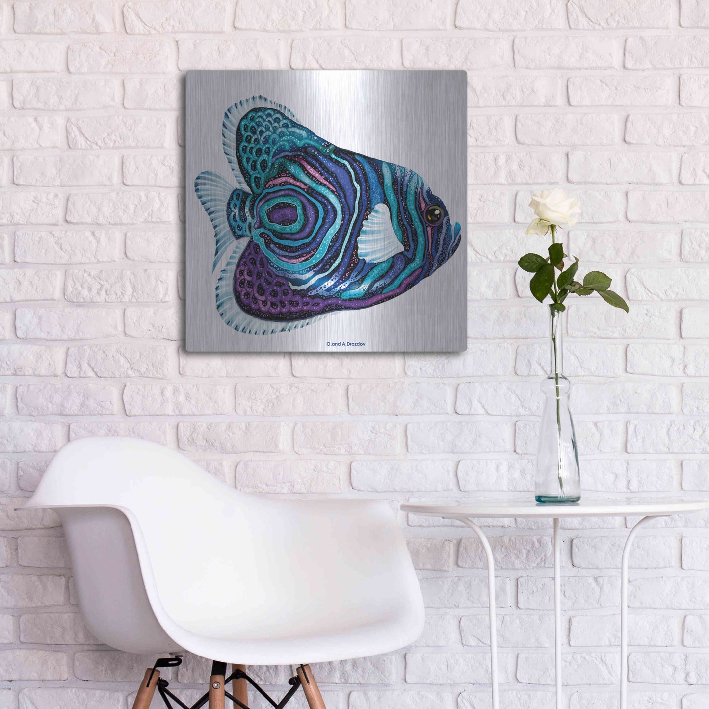 Luxe Metal Art 'New Fish 3' by Olga and Alexey Drozdov, Metal Wall Art,24x24