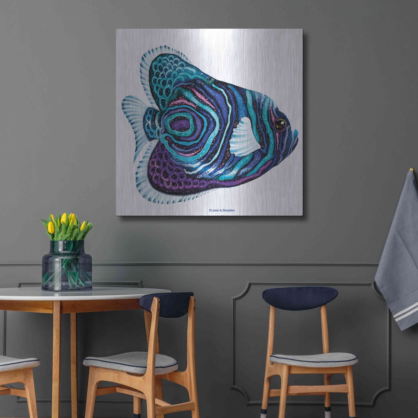 Luxe Metal Art 'New Fish 3' by Olga and Alexey Drozdov, Metal Wall Art,36x36