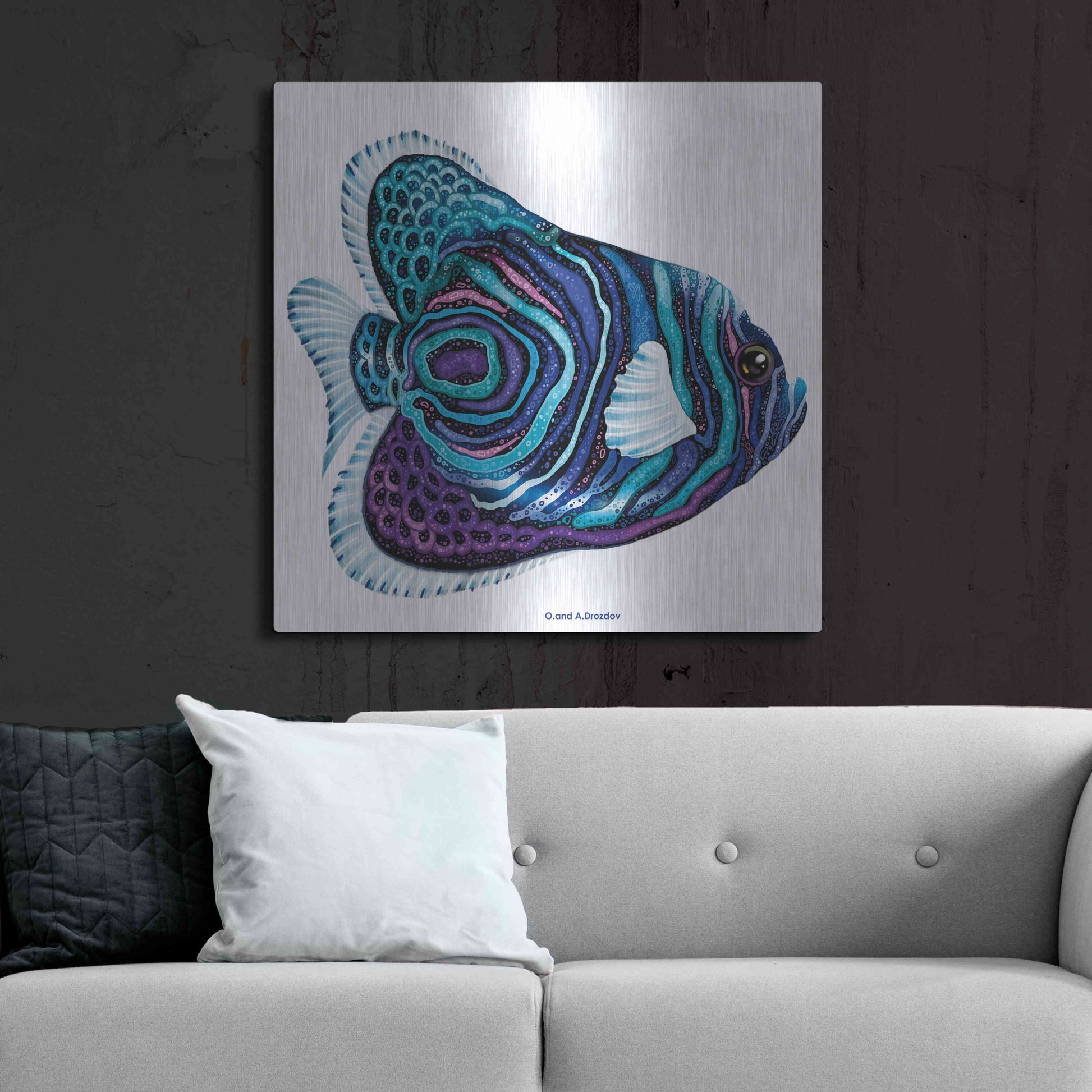 Luxe Metal Art 'New Fish 3' by Olga and Alexey Drozdov, Metal Wall Art,36x36