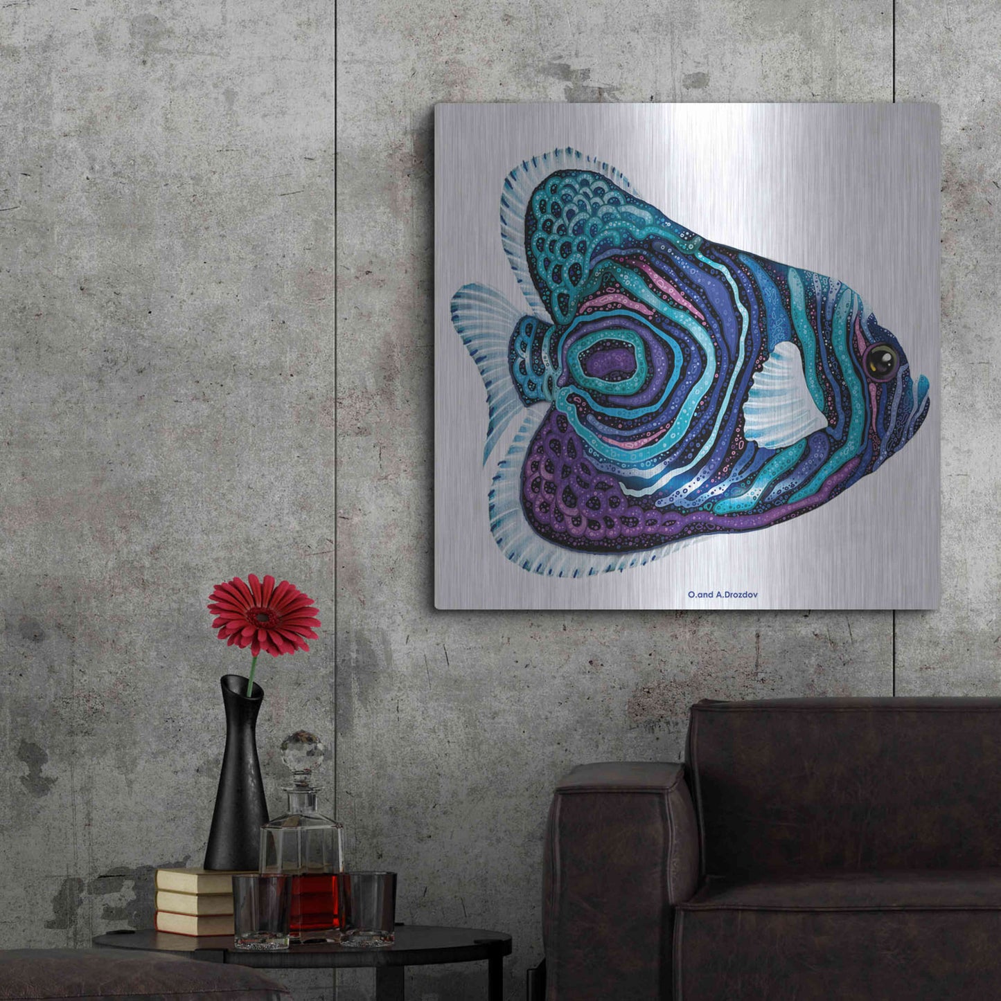 Luxe Metal Art 'New Fish 3' by Olga and Alexey Drozdov, Metal Wall Art,36x36