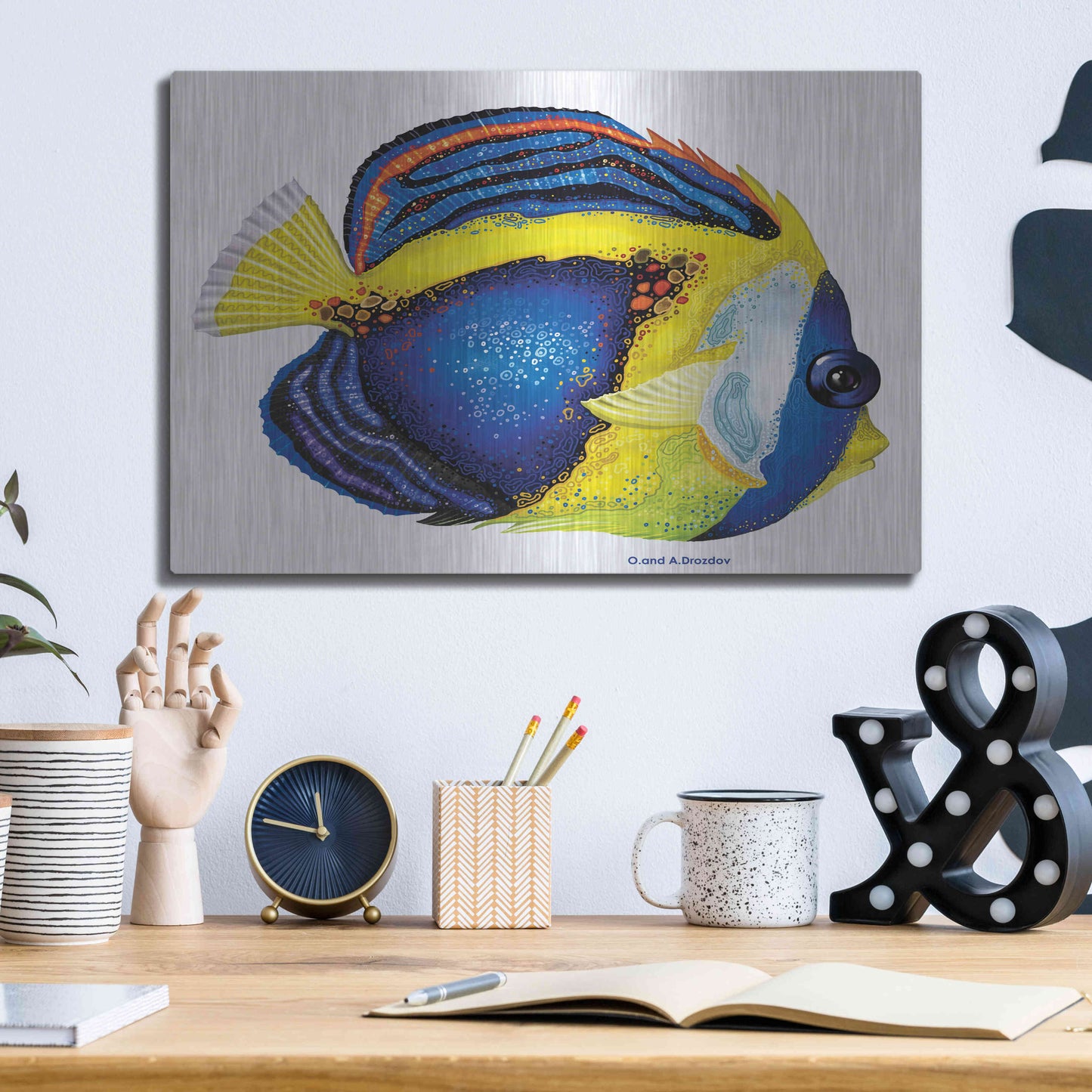 Luxe Metal Art 'New Fish 2' by Olga and Alexey Drozdov, Metal Wall Art,16x12