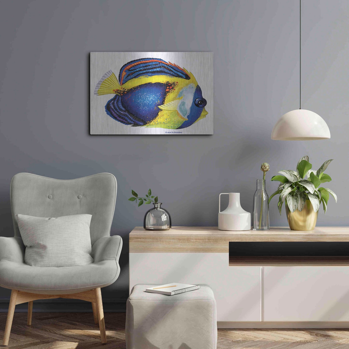 Luxe Metal Art 'New Fish 2' by Olga and Alexey Drozdov, Metal Wall Art,24x16