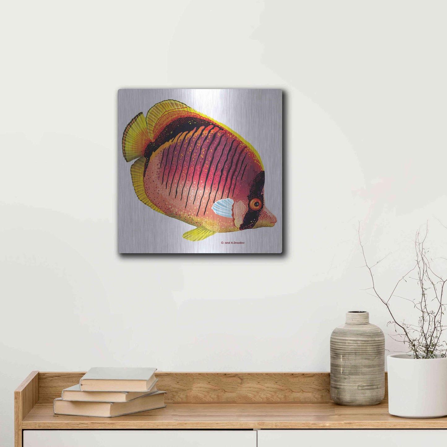 Luxe Metal Art 'New Fish 1' by Olga and Alexey Drozdov, Metal Wall Art,12x12