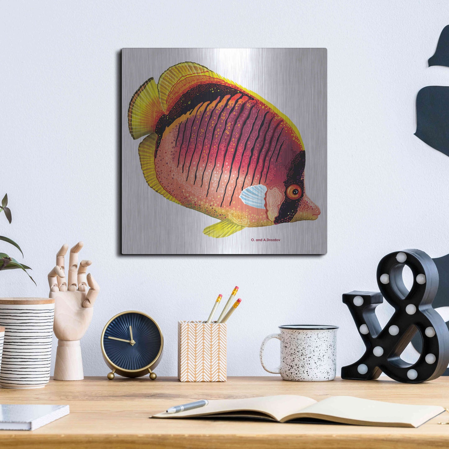 Luxe Metal Art 'New Fish 1' by Olga and Alexey Drozdov, Metal Wall Art,12x12