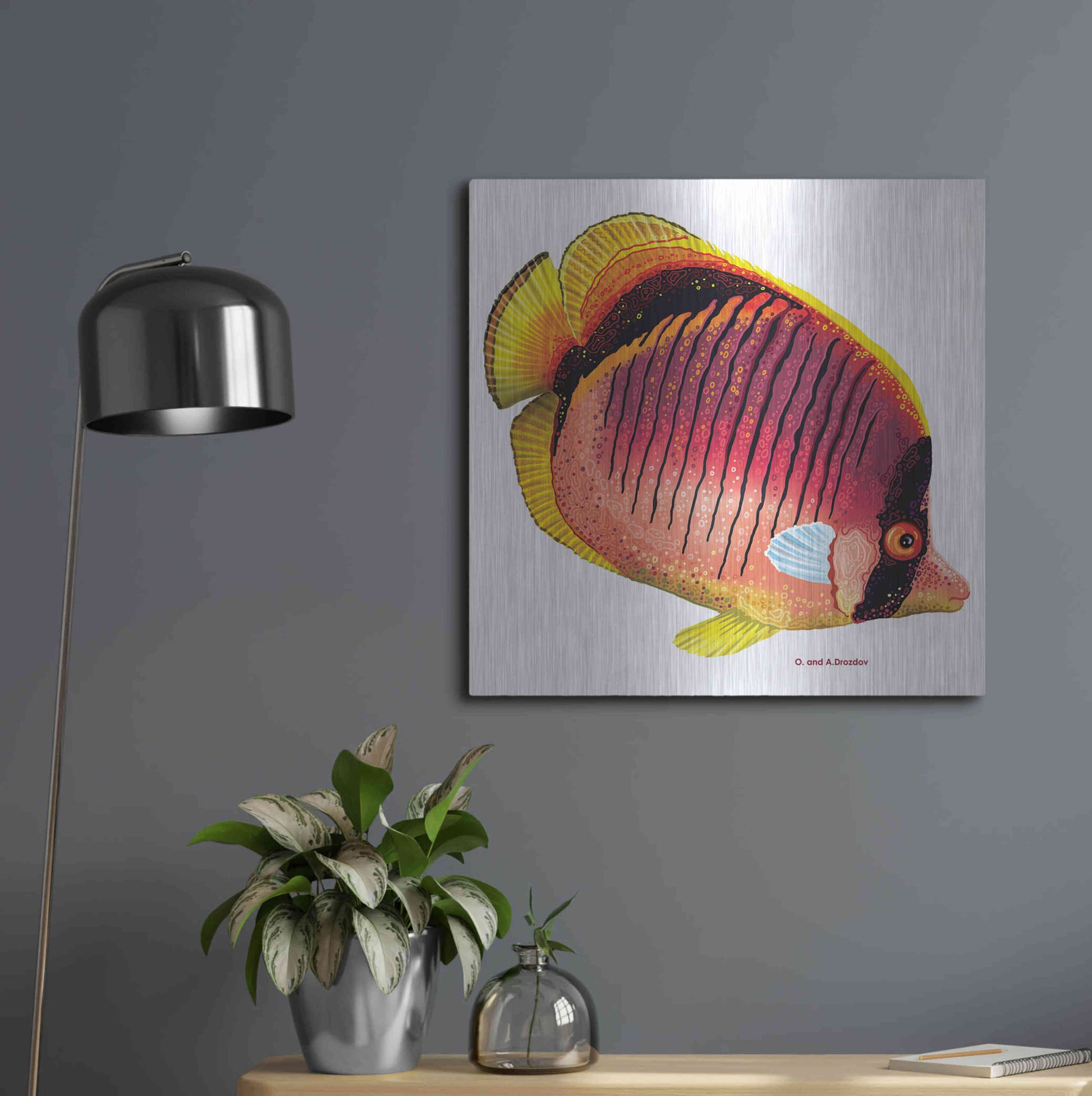 Luxe Metal Art 'New Fish 1' by Olga and Alexey Drozdov, Metal Wall Art,24x24