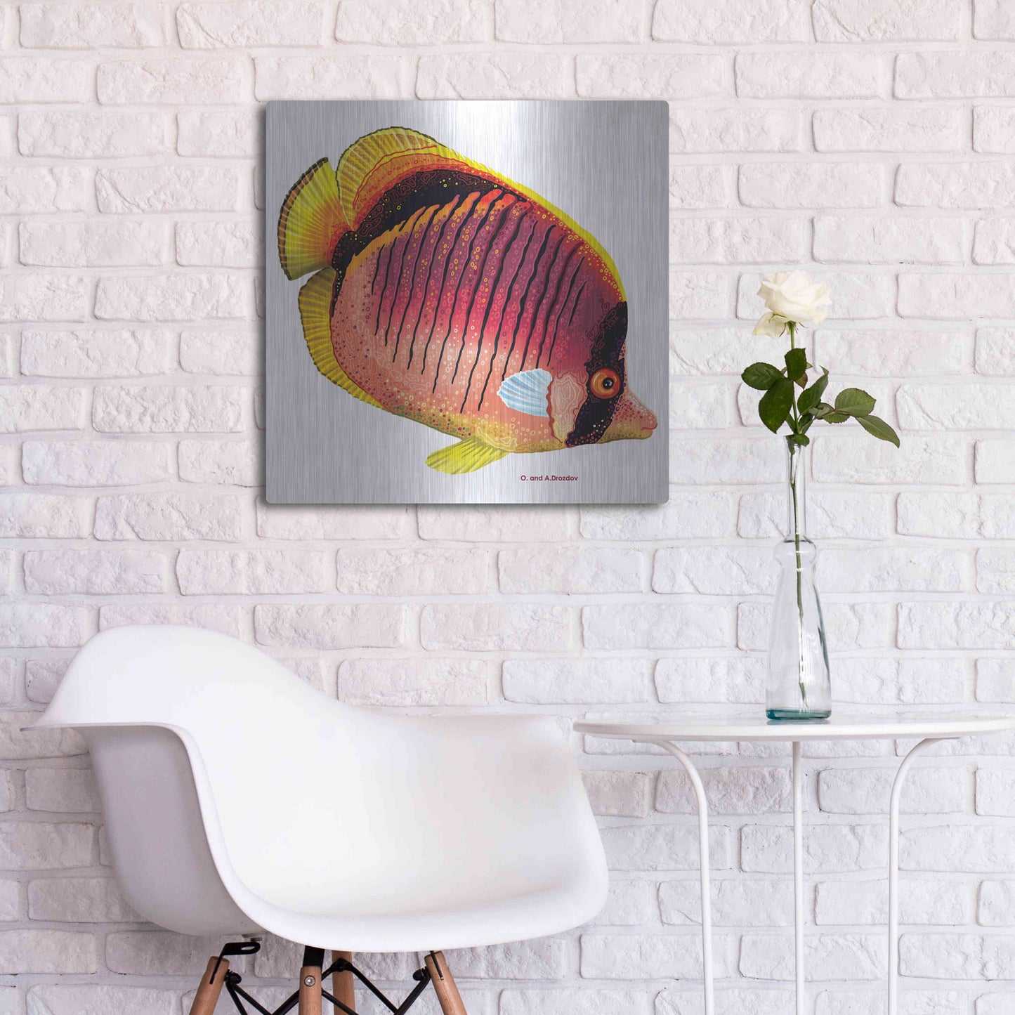 Luxe Metal Art 'New Fish 1' by Olga and Alexey Drozdov, Metal Wall Art,24x24