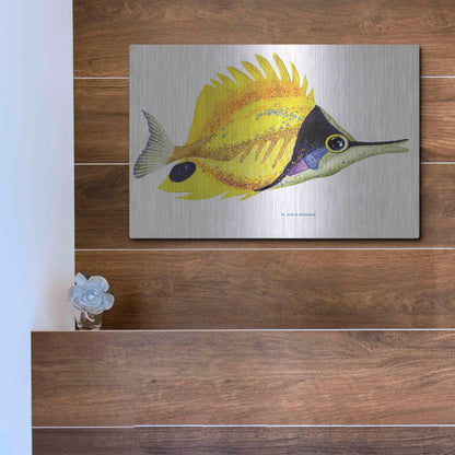 Luxe Metal Art 'Fish 5 Red Yellow' by Olga and Alexey Drozdov, Metal Wall Art,16x12