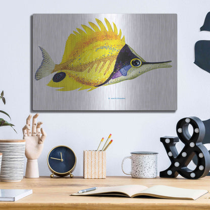 Luxe Metal Art 'Fish 5 Red Yellow' by Olga and Alexey Drozdov, Metal Wall Art,16x12