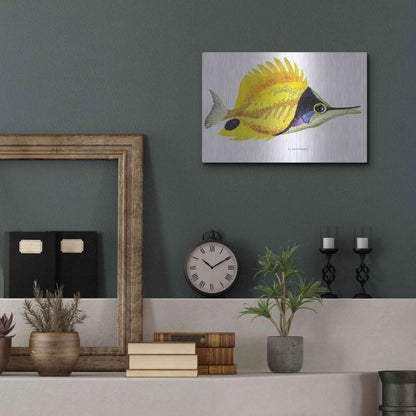 Luxe Metal Art 'Fish 5 Red Yellow' by Olga and Alexey Drozdov, Metal Wall Art,16x12