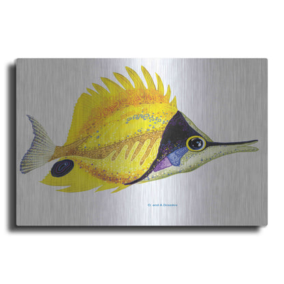 Luxe Metal Art 'Fish 5 Red Yellow' by Olga and Alexey Drozdov, Metal Wall Art