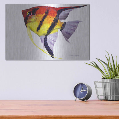 Luxe Metal Art 'Fish 4 Red Yellow' by Olga and Alexey Drozdov, Metal Wall Art,16x12