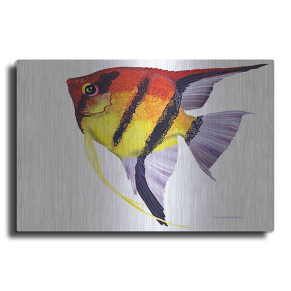 Luxe Metal Art 'Fish 4 Red Yellow' by Olga and Alexey Drozdov, Metal Wall Art