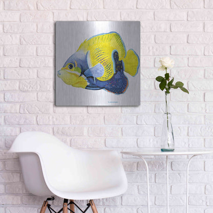 Luxe Metal Art 'Fish 3 Blue Yellow' by Olga and Alexey Drozdov, Metal Wall Art,24x24