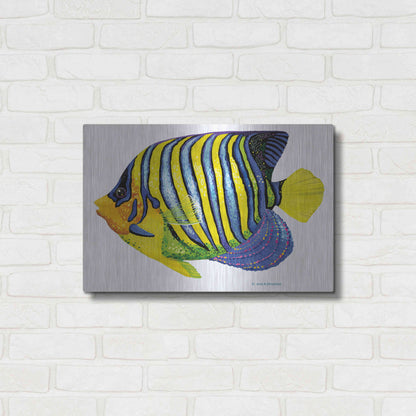 Luxe Metal Art 'Fish 2 Blue Yellow' by Olga and Alexey Drozdov, Metal Wall Art,24x16