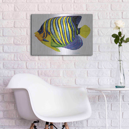 Luxe Metal Art 'Fish 2 Blue Yellow' by Olga and Alexey Drozdov, Metal Wall Art,24x16