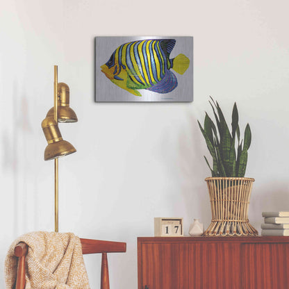 Luxe Metal Art 'Fish 2 Blue Yellow' by Olga and Alexey Drozdov, Metal Wall Art,24x16