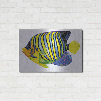 Luxe Metal Art 'Fish 2 Blue Yellow' by Olga and Alexey Drozdov, Metal Wall Art,36x24