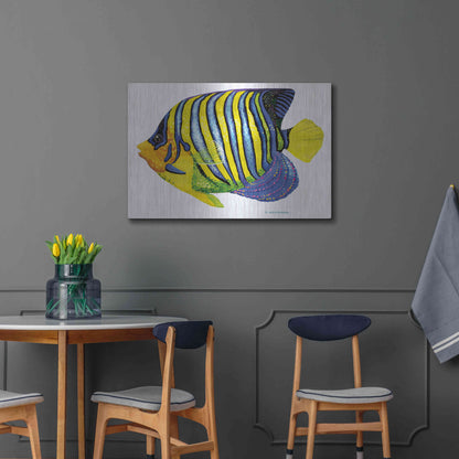 Luxe Metal Art 'Fish 2 Blue Yellow' by Olga and Alexey Drozdov, Metal Wall Art,36x24