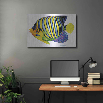 Luxe Metal Art 'Fish 2 Blue Yellow' by Olga and Alexey Drozdov, Metal Wall Art,36x24