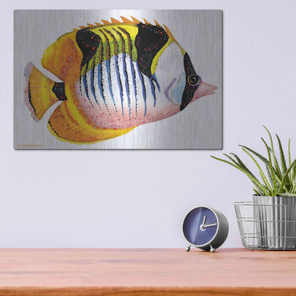 Luxe Metal Art 'Fish 1 Red Yellow' by Olga and Alexey Drozdov, Metal Wall Art,16x12