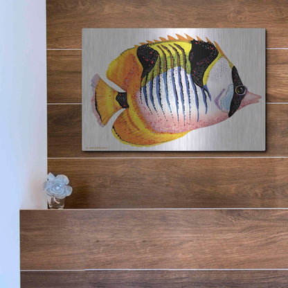 Luxe Metal Art 'Fish 1 Red Yellow' by Olga and Alexey Drozdov, Metal Wall Art,16x12